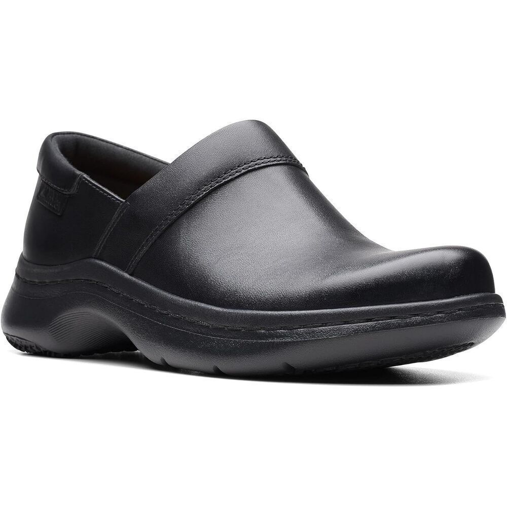 Clarks ClarksPro Gem Black Leather Work Shoes Women’s 8.5 M Slip Resistant Comfo